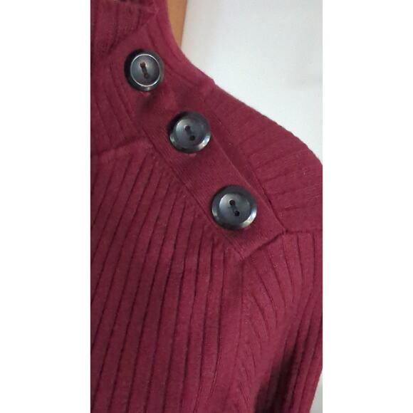 ZARA Four button accent rib light turtleneck Medium Mock Sweater  M - Picture 9 of 16